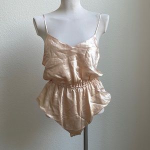 Sabrina Champagne Satin Sleep Romper
